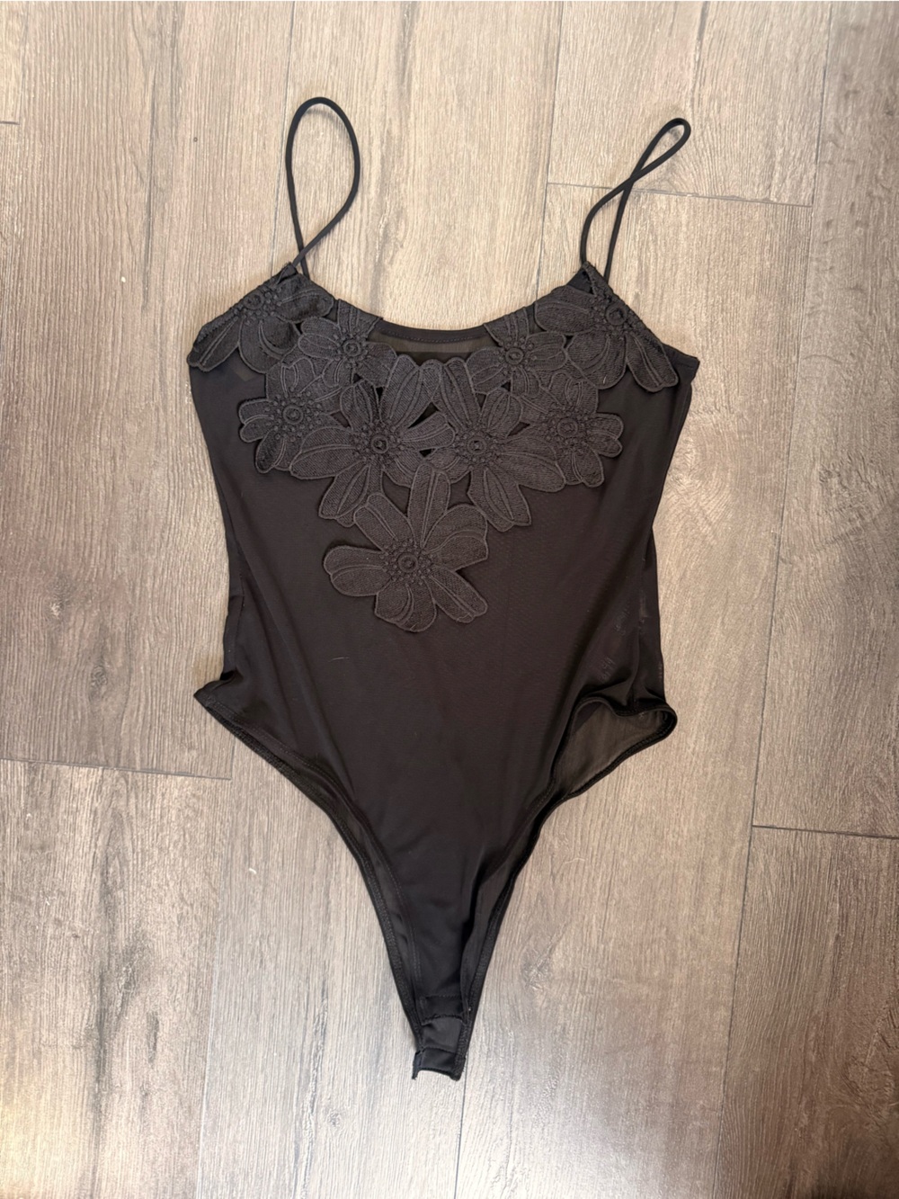 Topshop Black Floral Sheer Bodysuit